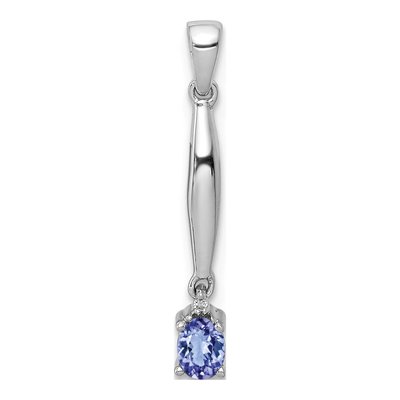 14K White Gold Tanzanite & Diamond Oval Pendant