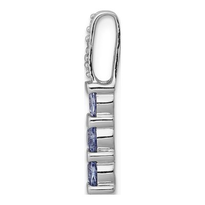 14K White Gold Tanzanite & Diamond 3-Stone Slide Pendant – view 2