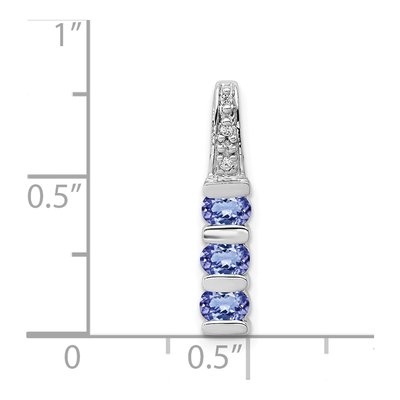 14K White Gold Tanzanite & Diamond 3-Stone Slide Pendant – view 4