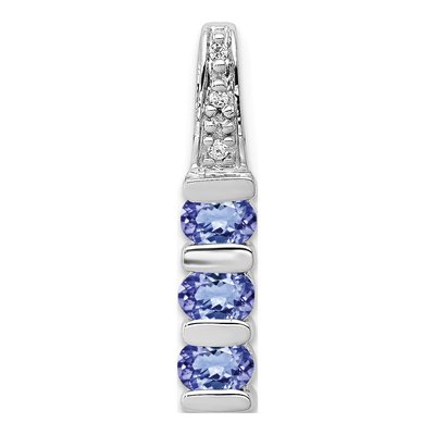 14K White Gold Tanzanite & Diamond 3-Stone Slide Pendant
