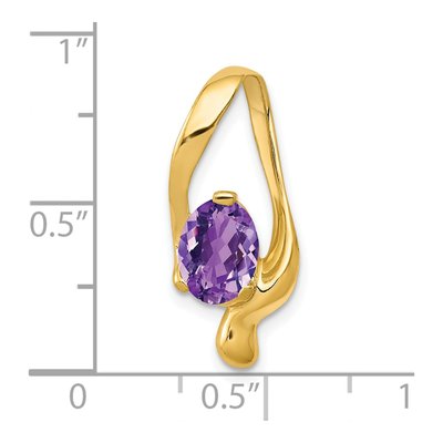 14K Yellow Gold Amethyst Oval Slide Pendant – view 2