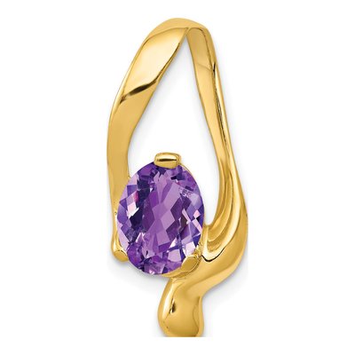 14K Yellow Gold Amethyst Oval Slide Pendant