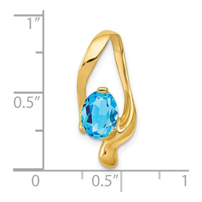 14K Yellow Gold Swiss Blue Topaz Oval Slide Pendant – view 2