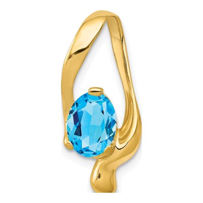 14K Yellow Gold Swiss Blue Topaz Oval Slide Pendant