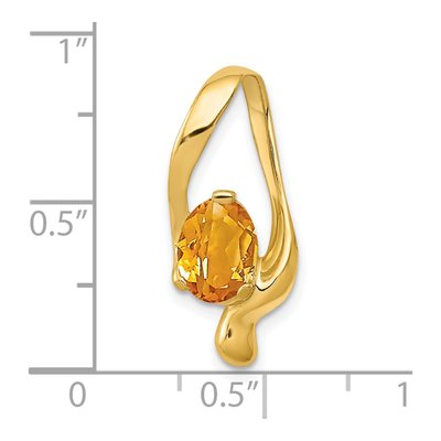 14K Yellow Gold Citrine Oval Omega Slide Pendant – view 2
