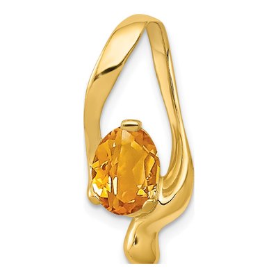 14K Yellow Gold Citrine Oval Omega Slide Pendant