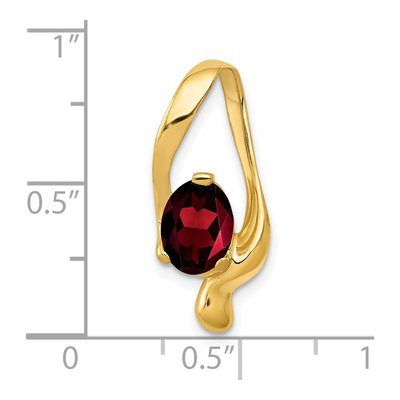 14K Yellow Gold Garnet Oval Slide Pendant – view 2