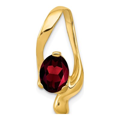 14K Yellow Gold Garnet Oval Slide Pendant