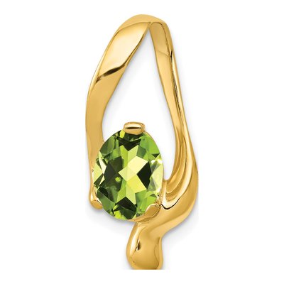 14K Yellow Gold Peridot Oval Slide Pendant