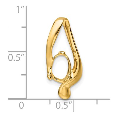 14K Yellow Gold Oval Slide Pendant Mounting – view 6
