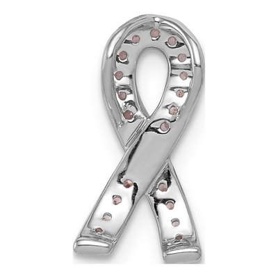 14K White Gold Lab-Created Pink Sapphire Awareness Ribbon Slide Pendant – view 4