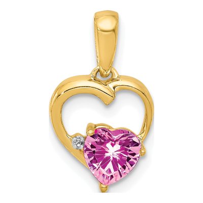 14K Yellow Gold Diamond Heart Pendant