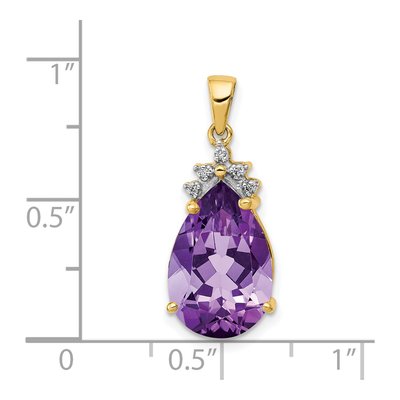 14K Yellow Gold Amethyst Pear Pendant – view 2