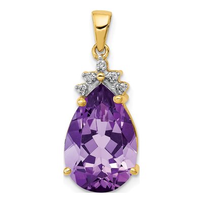 14K Yellow Gold Amethyst Pear Pendant