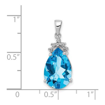 14K White Gold Swiss Blue Topaz Pear Pendant – view 2