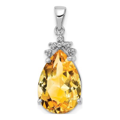 14K White Gold Citrine Pear Pendant
