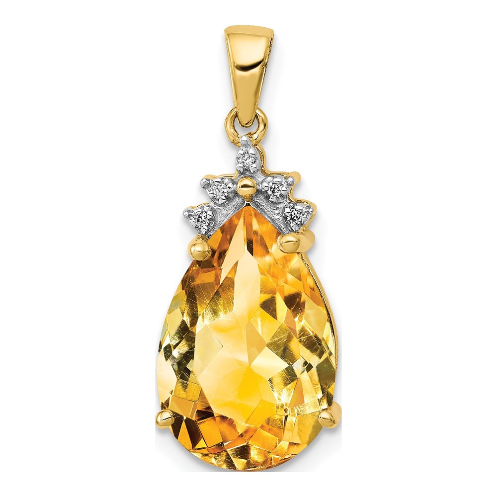 14K Yellow Gold Citrine Pear Pendant
