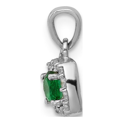 14K White Gold 1/10 ct tw Emerald & Diamond Square Halo Pendant – view 3
