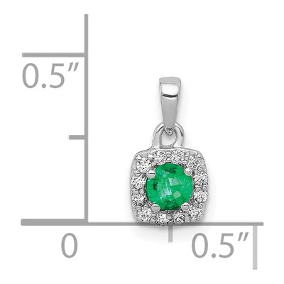 14K White Gold 1/10 ct tw Emerald & Diamond Square Halo Pendant – view 5