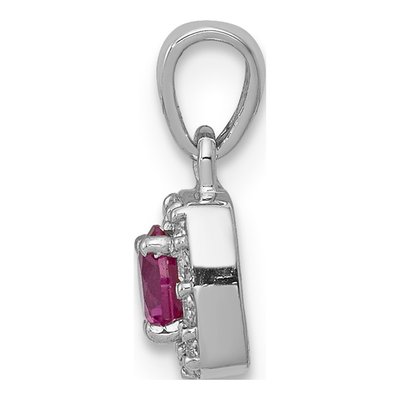 14K White Gold 1/10 ct tw Ruby & Diamond Square Halo Pendant – view 3
