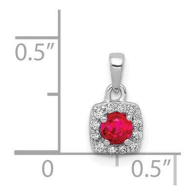 14K White Gold 1/10 ct tw Ruby & Diamond Square Halo Pendant – view 5