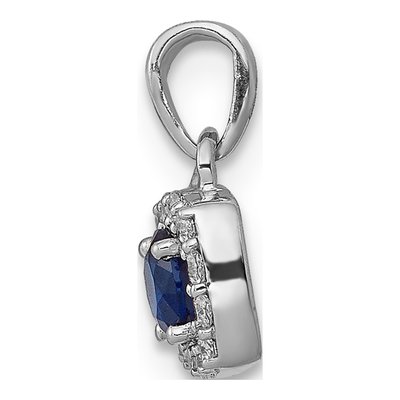 14K White Gold 1/10 ct tw Sapphire & Diamond Square Halo Pendant – view 3