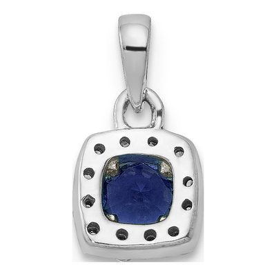 14K White Gold 1/10 ct tw Sapphire & Diamond Square Halo Pendant – view 4