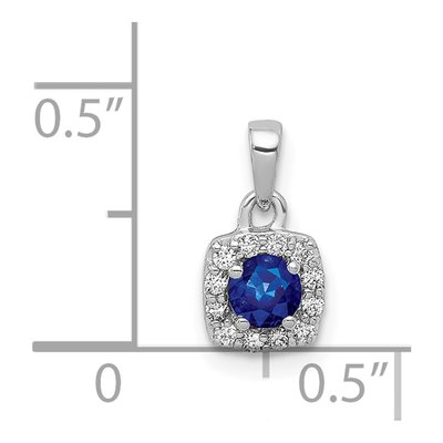 14K White Gold 1/10 ct tw Sapphire & Diamond Square Halo Pendant – view 5