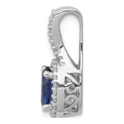 14K White Gold 1/7 ct tw Sapphire & Diamond Oval Halo Pendant – view 3