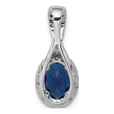 14K White Gold 1/7 ct tw Sapphire & Diamond Oval Halo Pendant – view 4