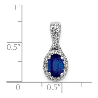 14K White Gold 1/7 ct tw Sapphire & Diamond Oval Halo Pendant – view 5