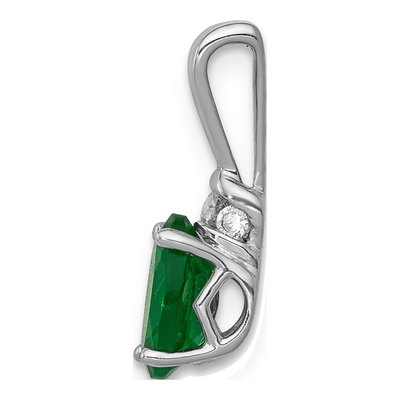 14K White Gold Emerald & Diamond Oval Pendant – view 3