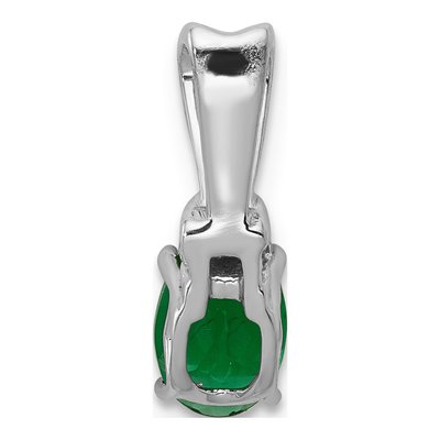 14K White Gold Emerald & Diamond Oval Pendant – view 4