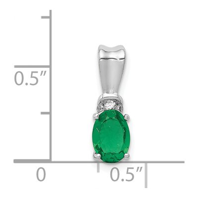 14K White Gold Emerald & Diamond Oval Pendant – view 5