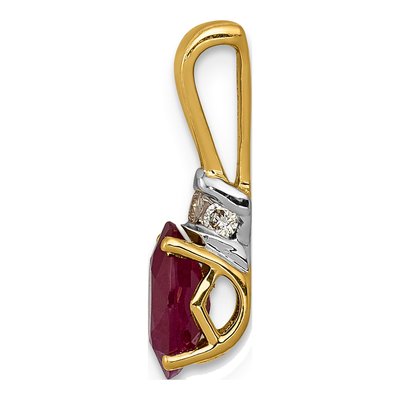 14K Yellow Gold Ruby & Diamond Pendant – view 2