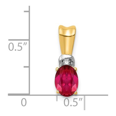14K Yellow Gold Ruby & Diamond Pendant – view 4