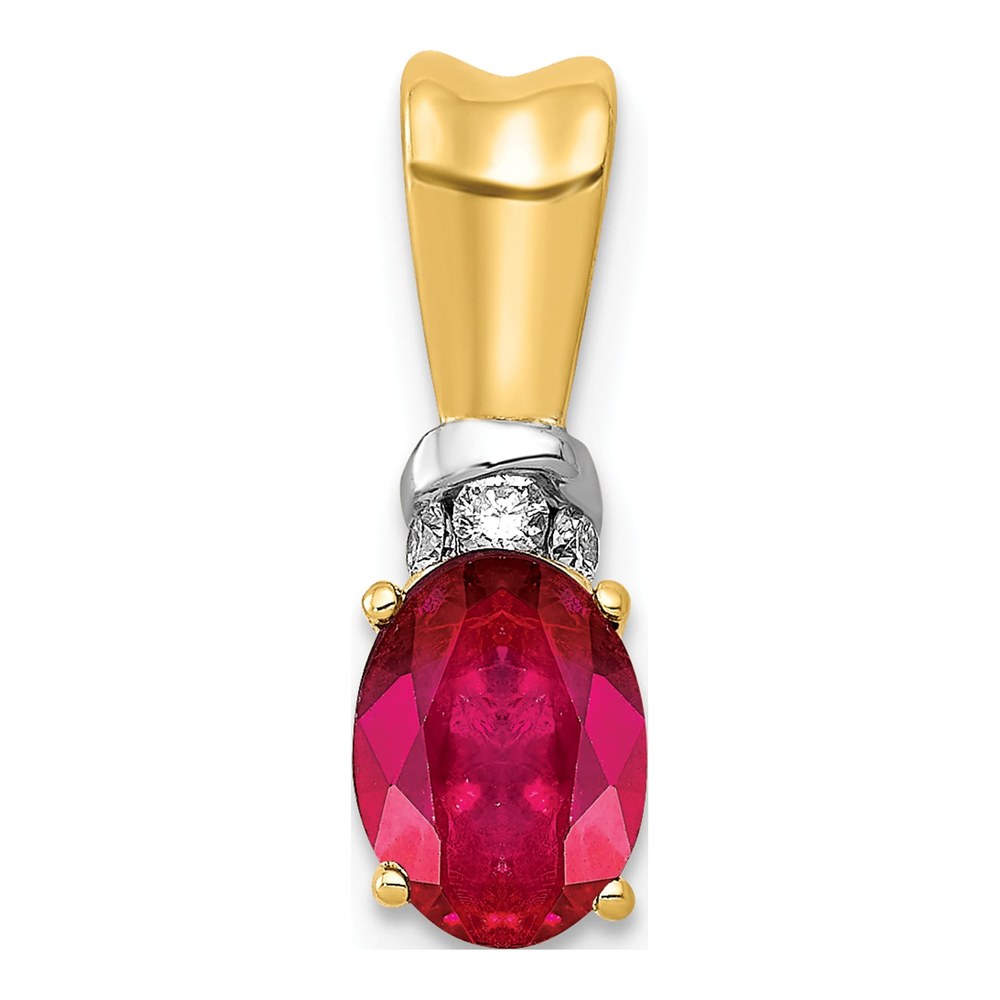 14K Yellow Gold Ruby & Diamond Pendant