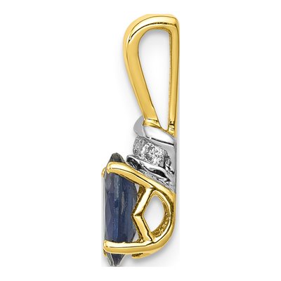 14K Yellow Gold Sapphire & Diamond Oval Pendant – view 3