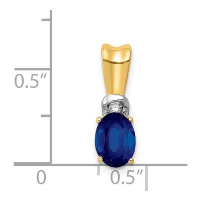 14K Yellow Gold Sapphire & Diamond Oval Pendant – view 5