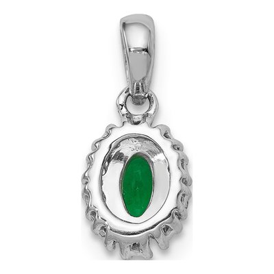 14K White Gold 1/10 ct tw Emerald & Diamond Halo Pendant – view 4