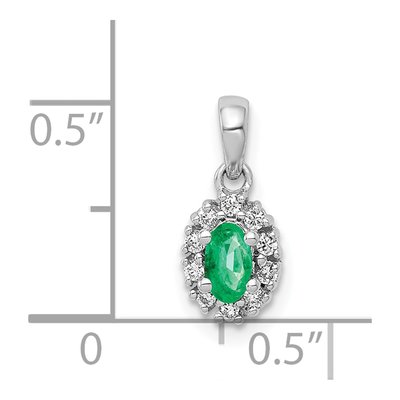 14K White Gold 1/10 ct tw Emerald & Diamond Halo Pendant – view 5