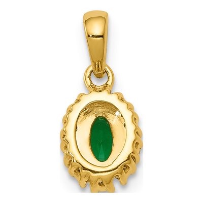 14K Yellow Gold 1/10 ct tw Emerald & Diamond Oval Halo Pendant – view 3