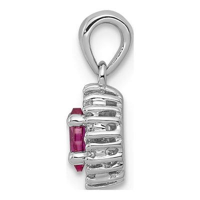 14K White Gold 1/10 ct tw Ruby & Diamond Halo Pendant – view 3