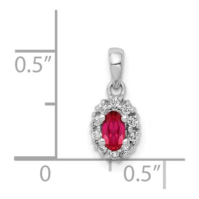 14K White Gold 1/10 ct tw Ruby & Diamond Halo Pendant – view 5