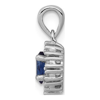 14K White Gold 1/10 ct tw Sapphire & Diamond Oval Halo Pendant – view 3