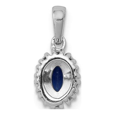 14K White Gold 1/10 ct tw Sapphire & Diamond Oval Halo Pendant – view 4