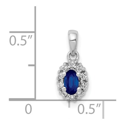 14K White Gold 1/10 ct tw Sapphire & Diamond Oval Halo Pendant – view 5