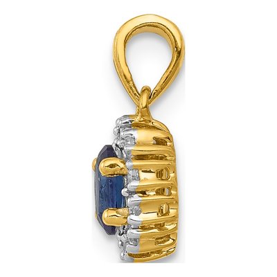 14K Yellow Gold 1/10 ct tw Sapphire & Diamond Oval Halo Pendant – view 3