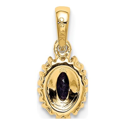 14K Yellow Gold 1/10 ct tw Sapphire & Diamond Oval Halo Pendant – view 4
