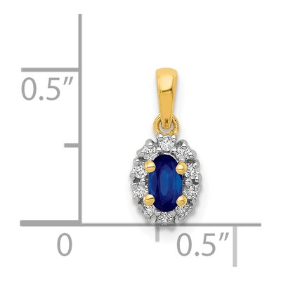 14K Yellow Gold 1/10 ct tw Sapphire & Diamond Oval Halo Pendant – view 5
